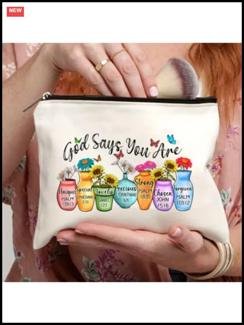 Canvas Polyester Cosmetic Bag Makeup Organizer Travel Pouch Zipper